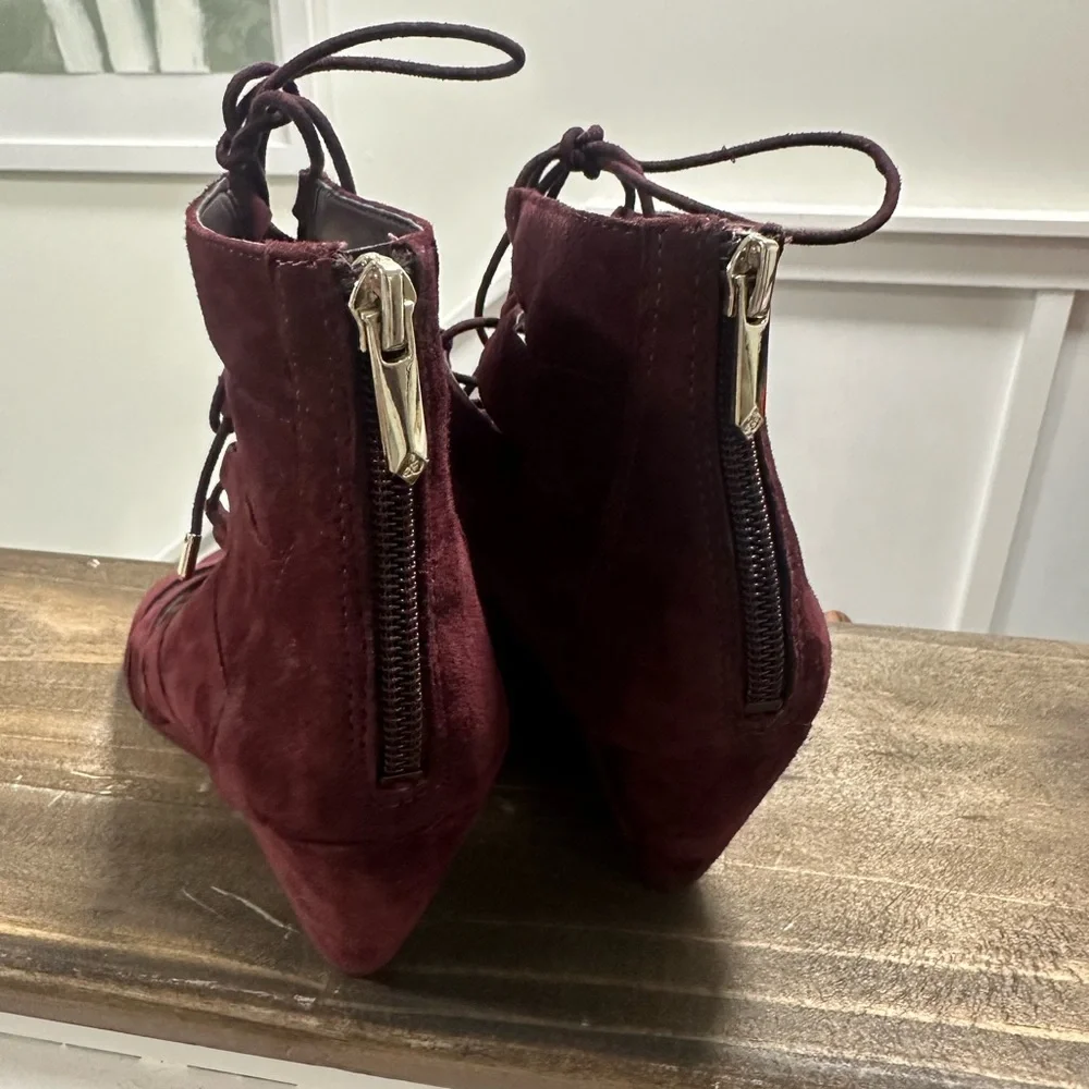 Sam Edelman Burgundy Lace-Up Wedges